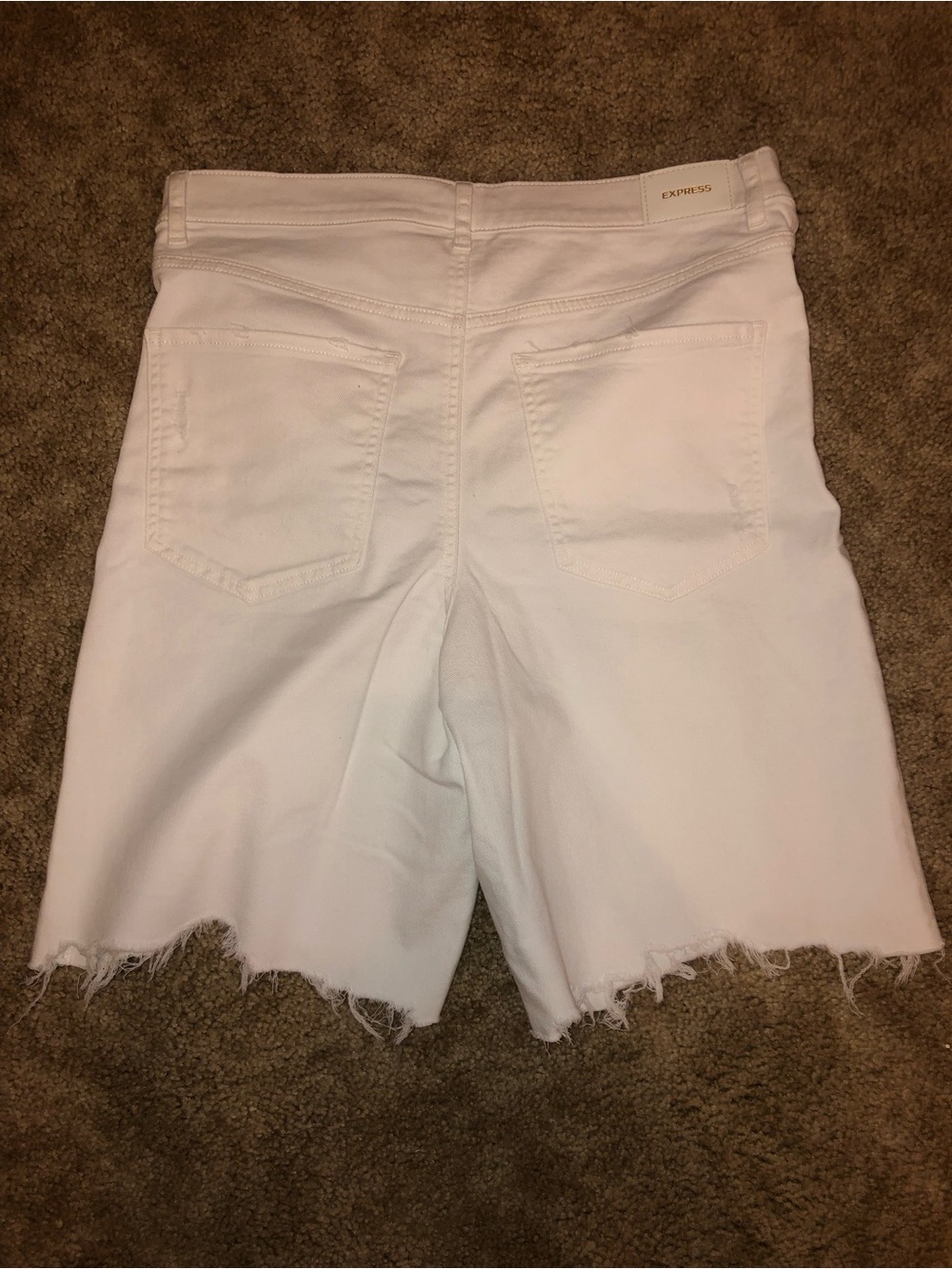 Express White '90s Bermuda Super High Rise Women’s Jean Shorts - Size 12